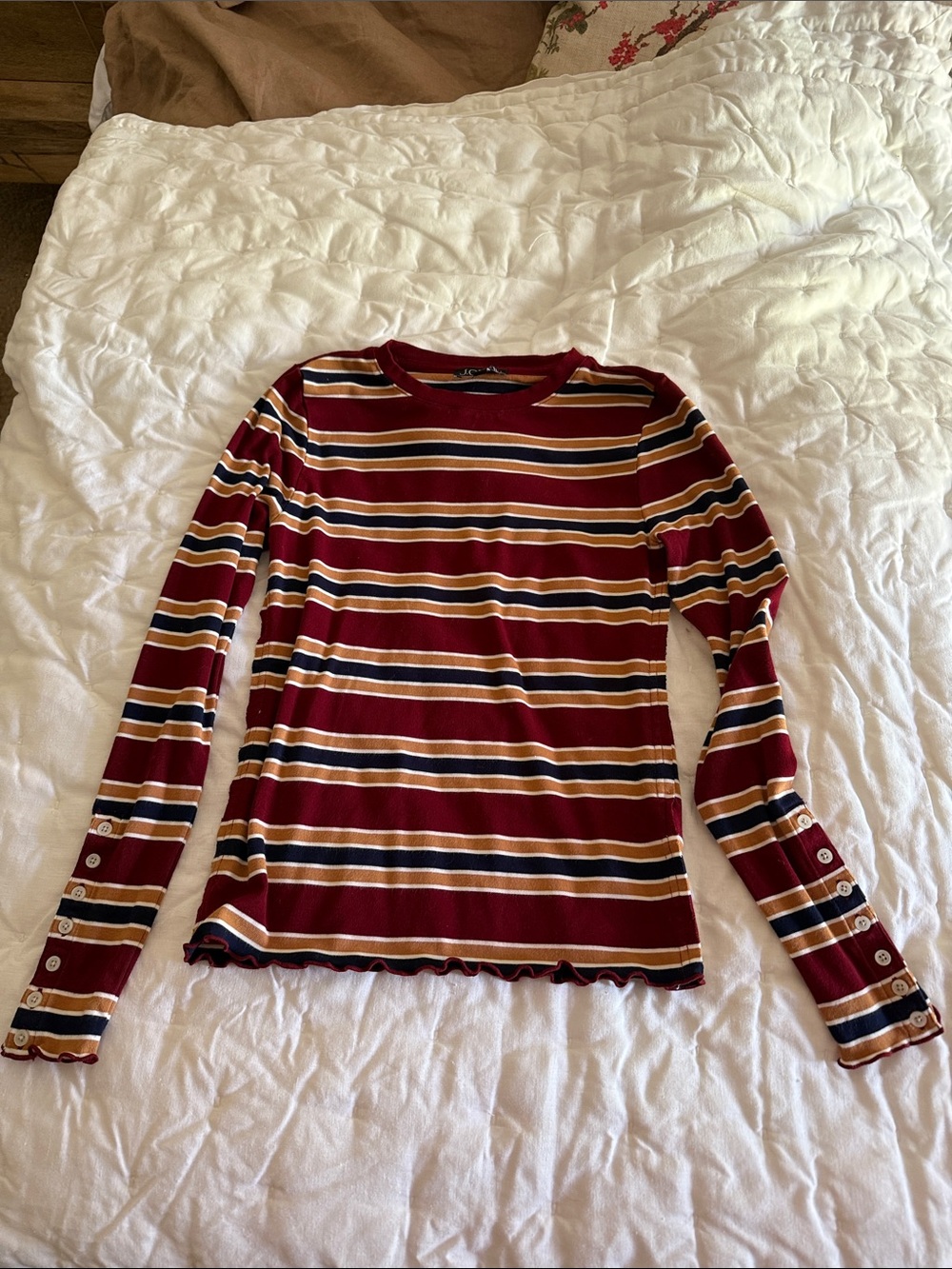 J.Crew Striped Button Cuff Long Sleeve Top S